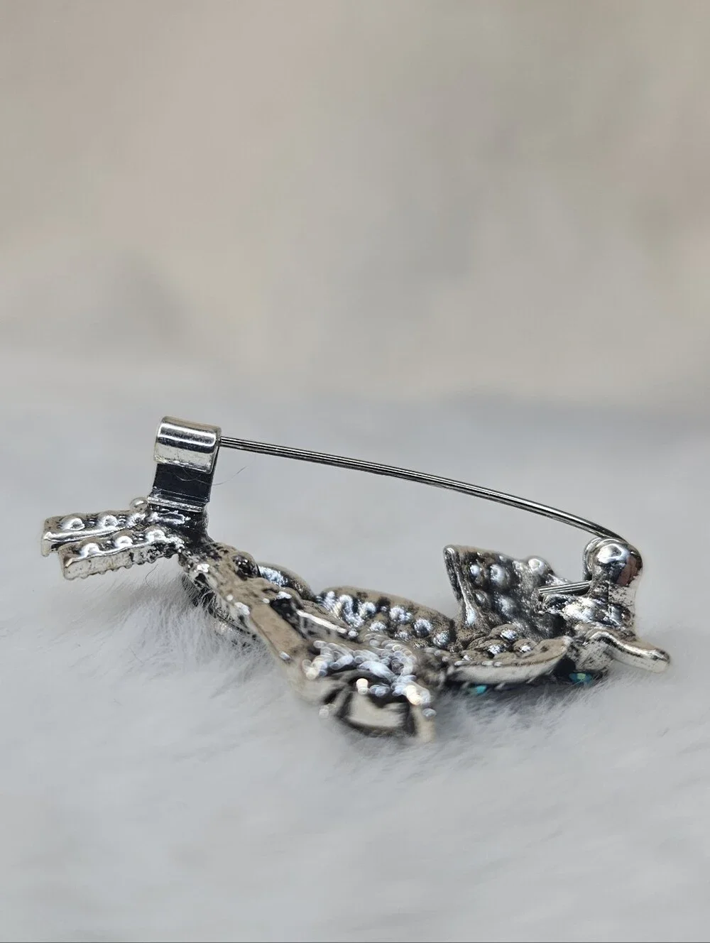 Blue Crystal Bird Brooch